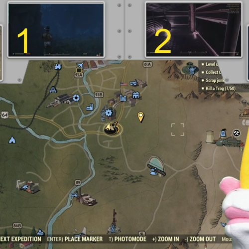 Noodles the Unicorn prepares to spin the Nuka'd & Afraid wheel.